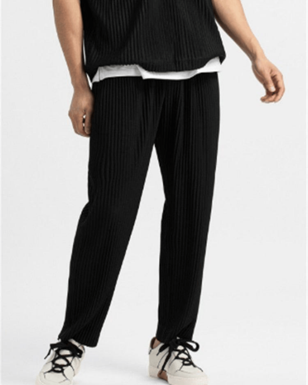 RIBBED STRAIGHT-LEG LOUNGE TROUSERS