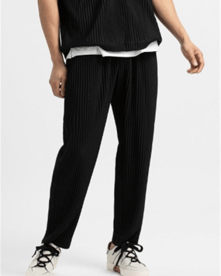 RIBBED STRAIGHT-LEG LOUNGE TROUSERS