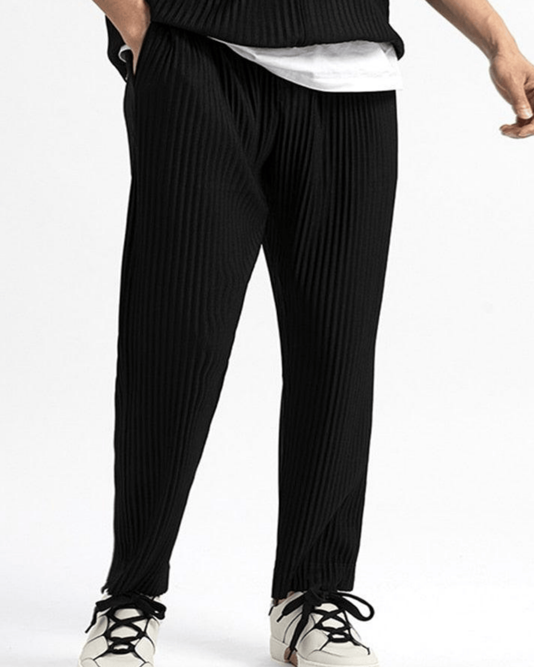 RIBBED STRAIGHT-LEG LOUNGE TROUSERS