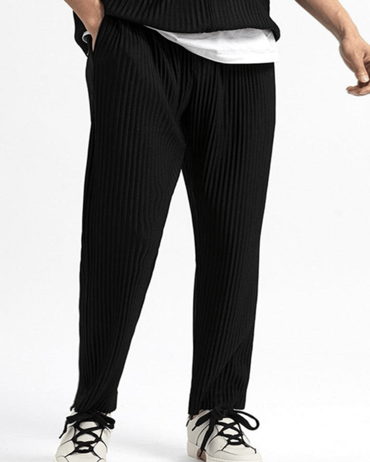 RIBBED STRAIGHT-LEG LOUNGE TROUSERS