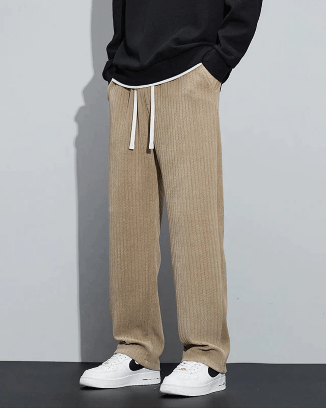 WIDE-LEG KNIT DRAWSTRING TROUSERS