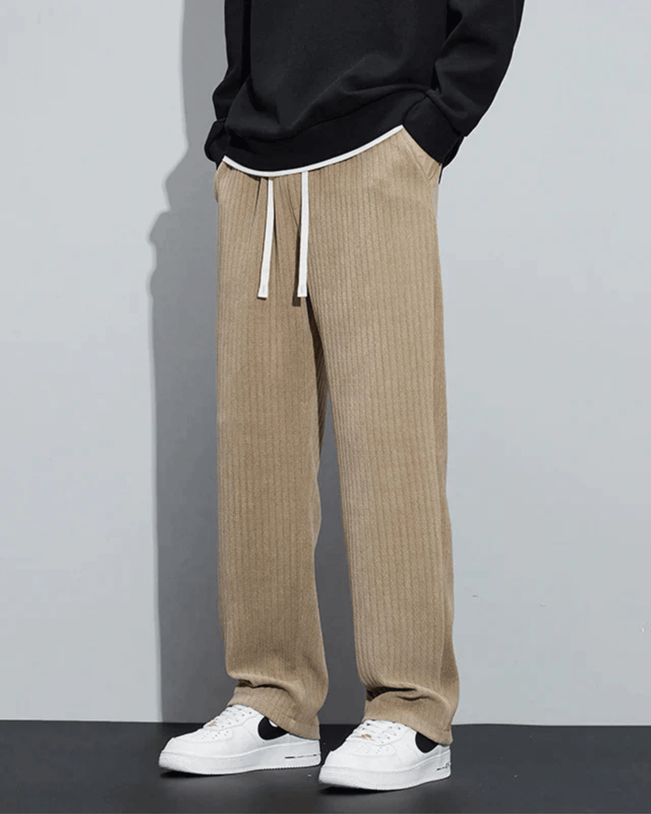 WIDE-LEG KNIT DRAWSTRING TROUSERS