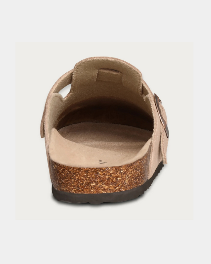 PANTOLETTEN AUS WILDLEDER MIT SCHNALLE
