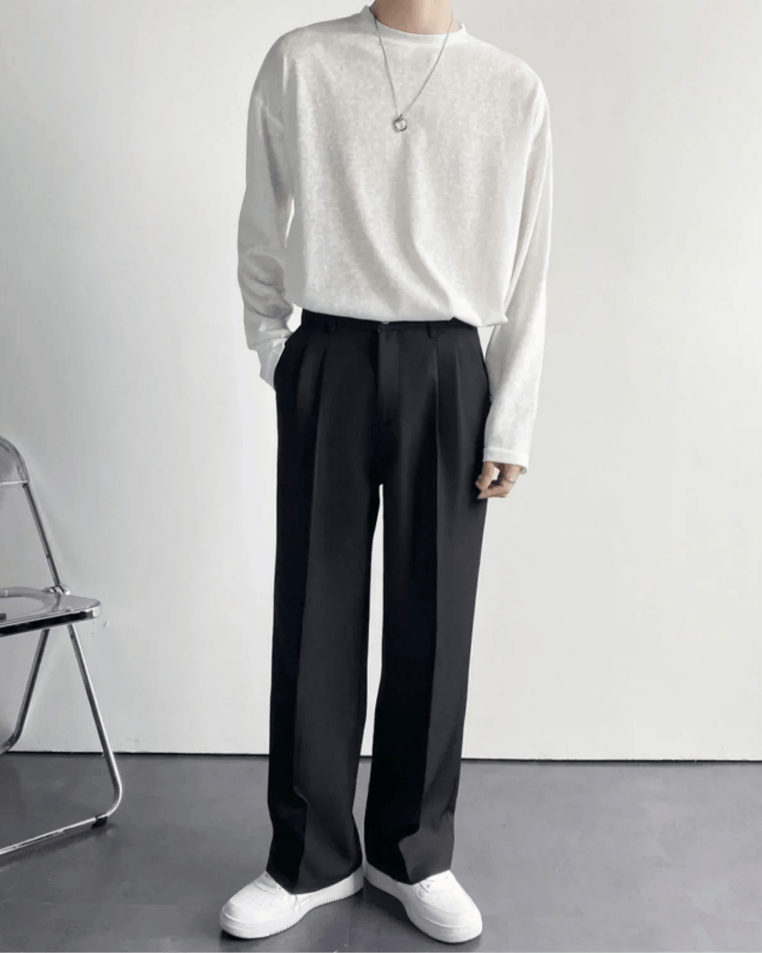 MINIMALIST STRAIGHT-LEG TAILORED TROUSERS
