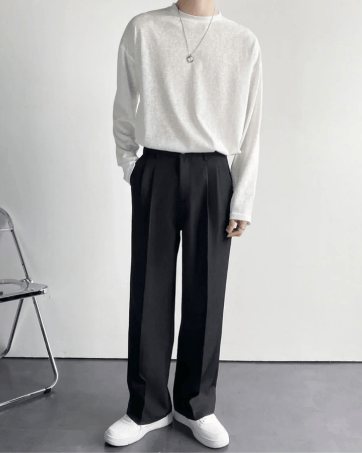 MINIMALIST STRAIGHT-LEG TAILORED TROUSERS