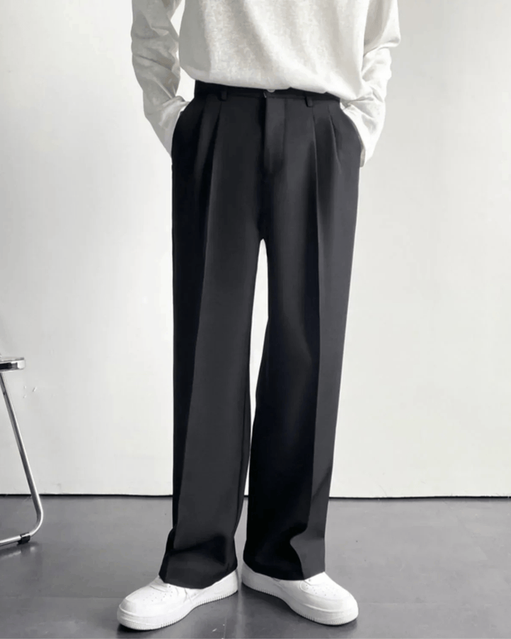 MINIMALIST STRAIGHT-LEG TAILORED TROUSERS