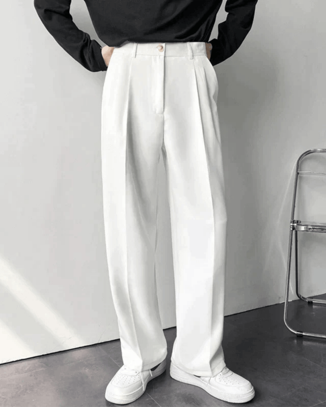 MINIMALIST STRAIGHT-LEG TAILORED TROUSERS