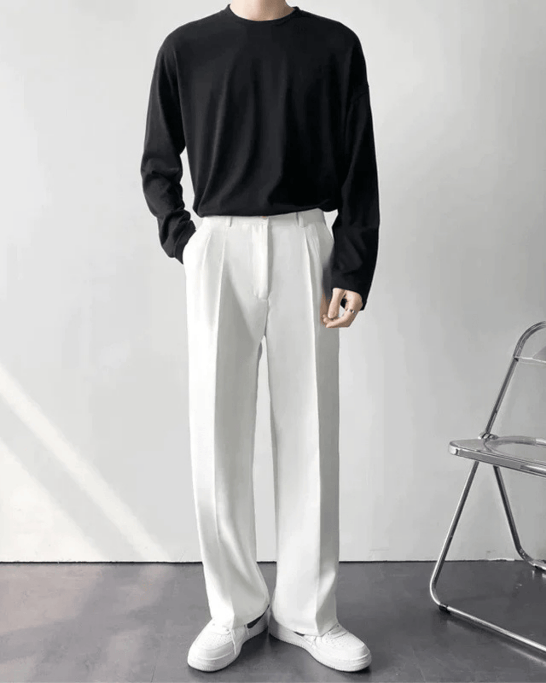 MINIMALIST STRAIGHT-LEG TAILORED TROUSERS