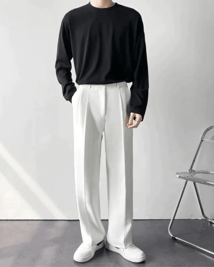 MINIMALIST STRAIGHT-LEG TAILORED TROUSERS