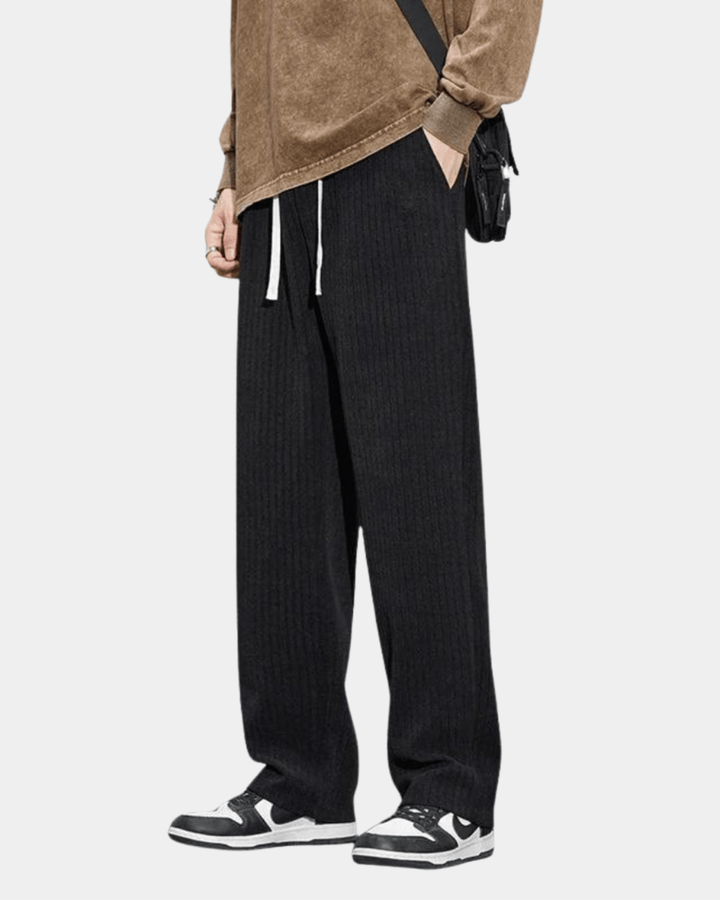WIDE-LEG KNIT DRAWSTRING TROUSERS