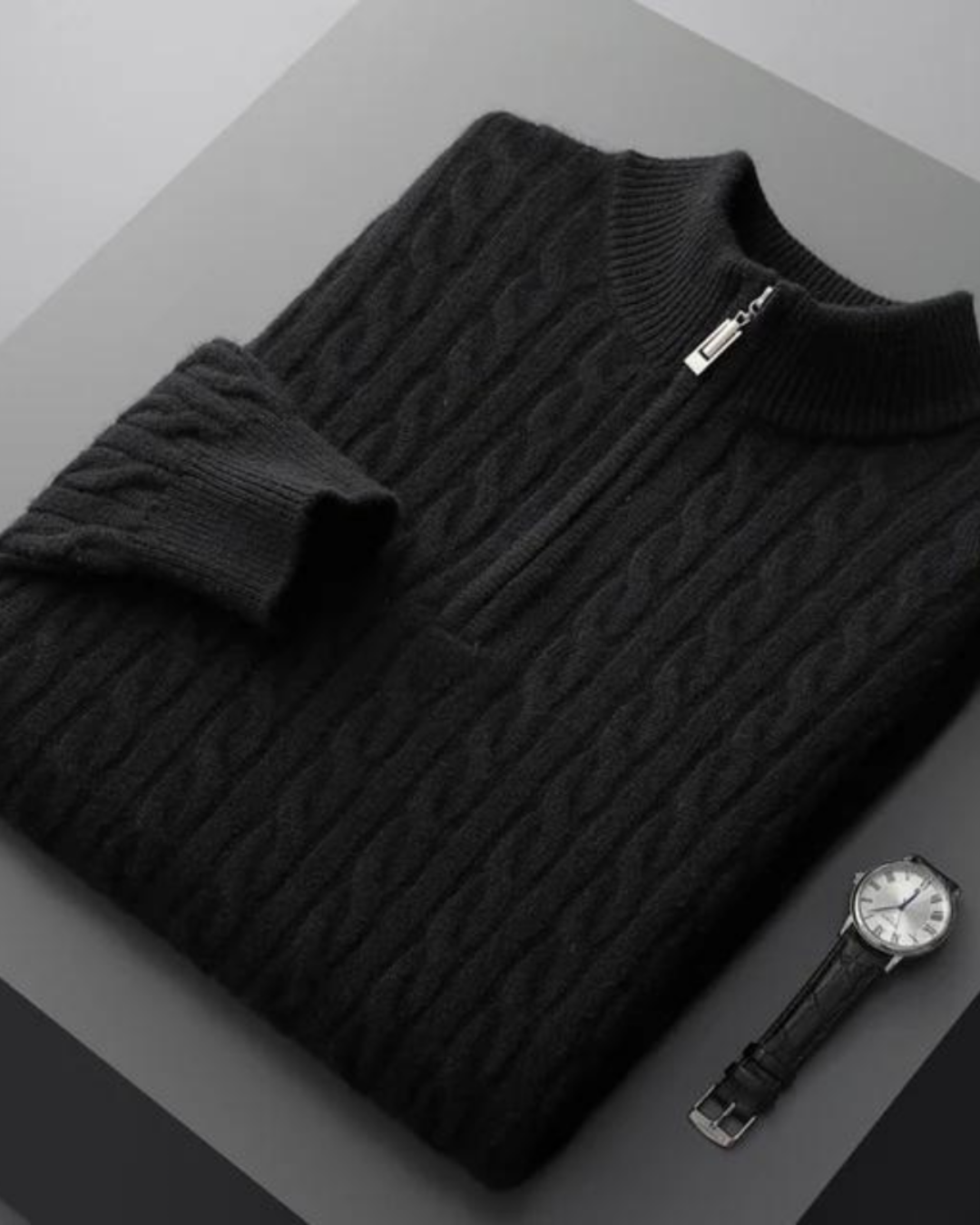 KLASSISCHER PULLOVER MIT VIERTEL REISSVERSCHLUSS AUS STRICK