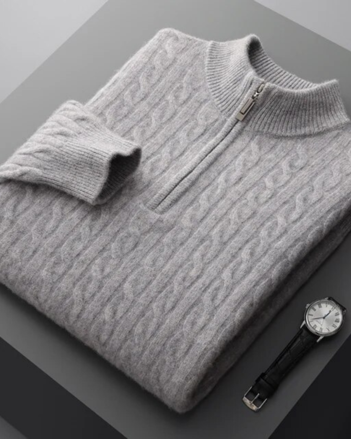 KLASSISCHER PULLOVER MIT VIERTEL REISSVERSCHLUSS AUS STRICK