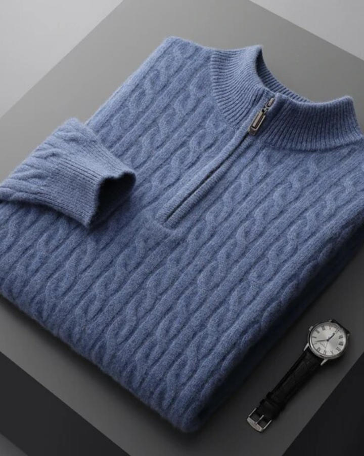 KLASSISCHER PULLOVER MIT VIERTEL REISSVERSCHLUSS AUS STRICK
