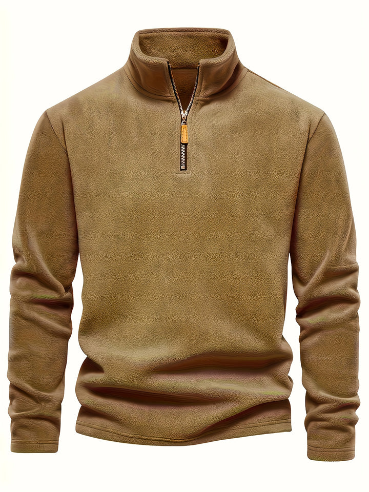 Men’s Half-Zip Stand Collar Sweatshirt – Plush Lined Comfort