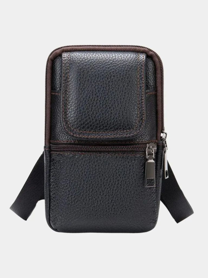 LEDER-GÜRTELTASCHE MIT MEHREREN REISSVERSCHLÜSSEN