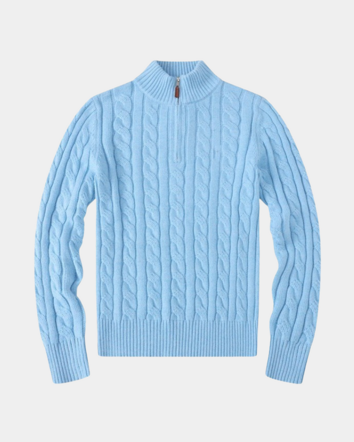 CLASSIC CABLE KNIT ZIP SWEATER