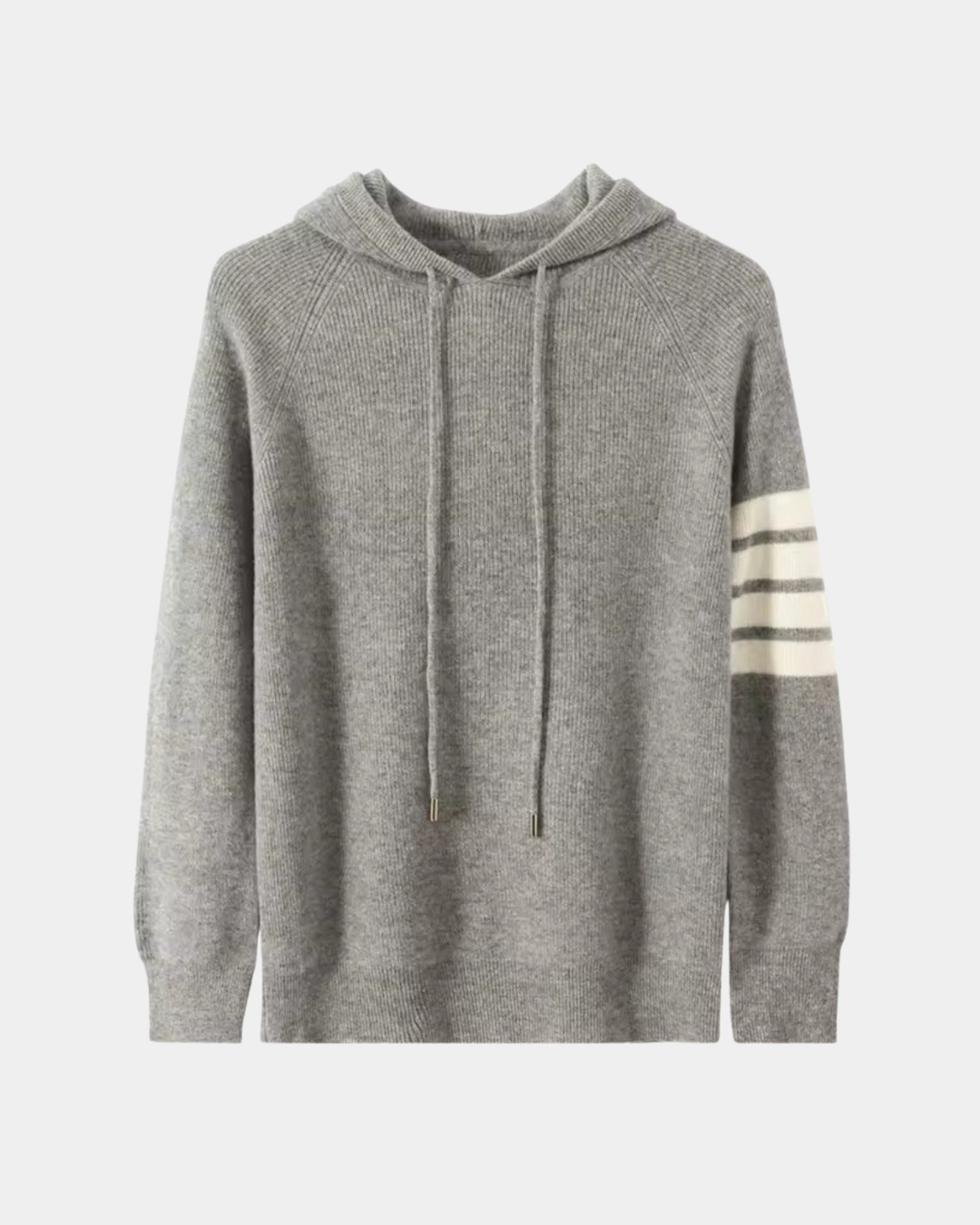 STRIPED SLEEVE KNIT HOODIE SET