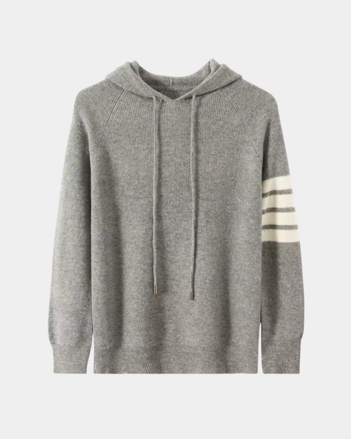 STRIPED SLEEVE KNIT HOODIE SET