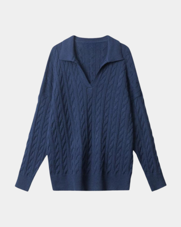 CABLE KNIT COLLARED SWEATER