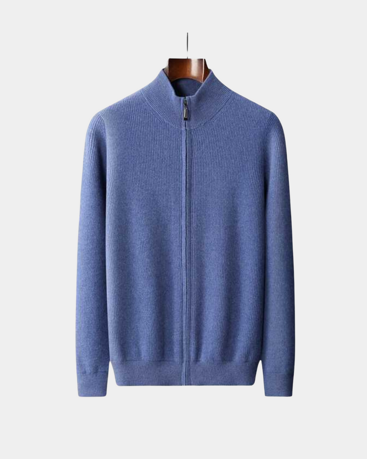 KLASSISCHER WOLLPULLOVER MIT DURCHGEHENDEM REISSVERSCHLUSS