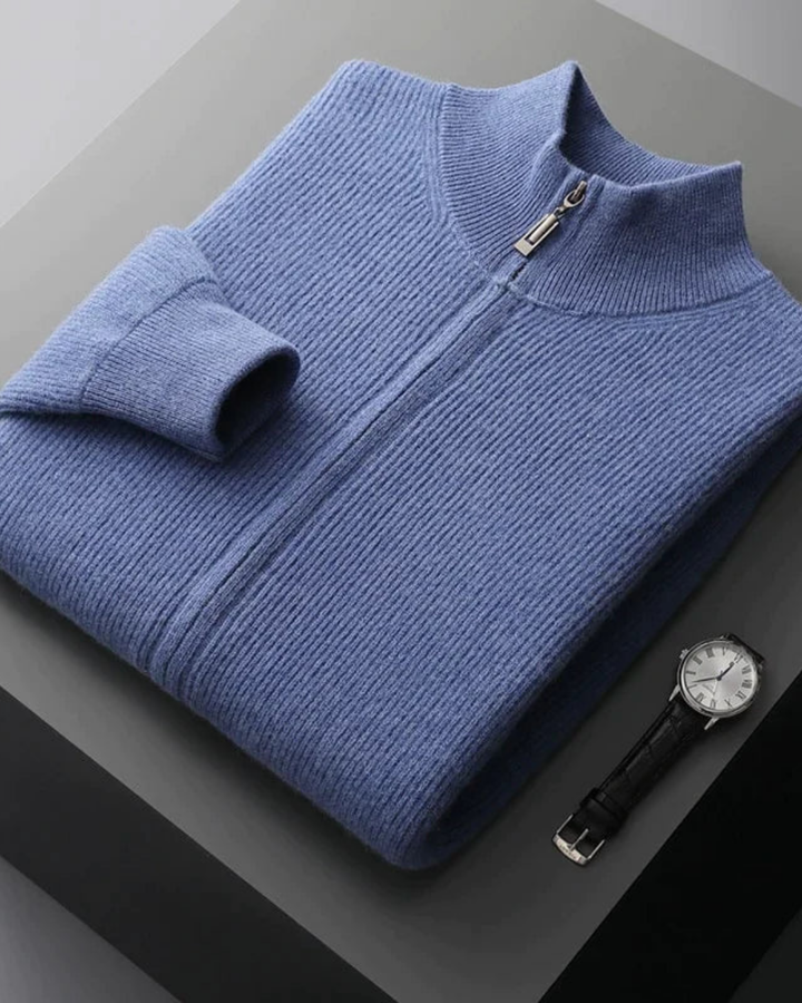 KLASSISCHER WOLLPULLOVER MIT DURCHGEHENDEM REISSVERSCHLUSS