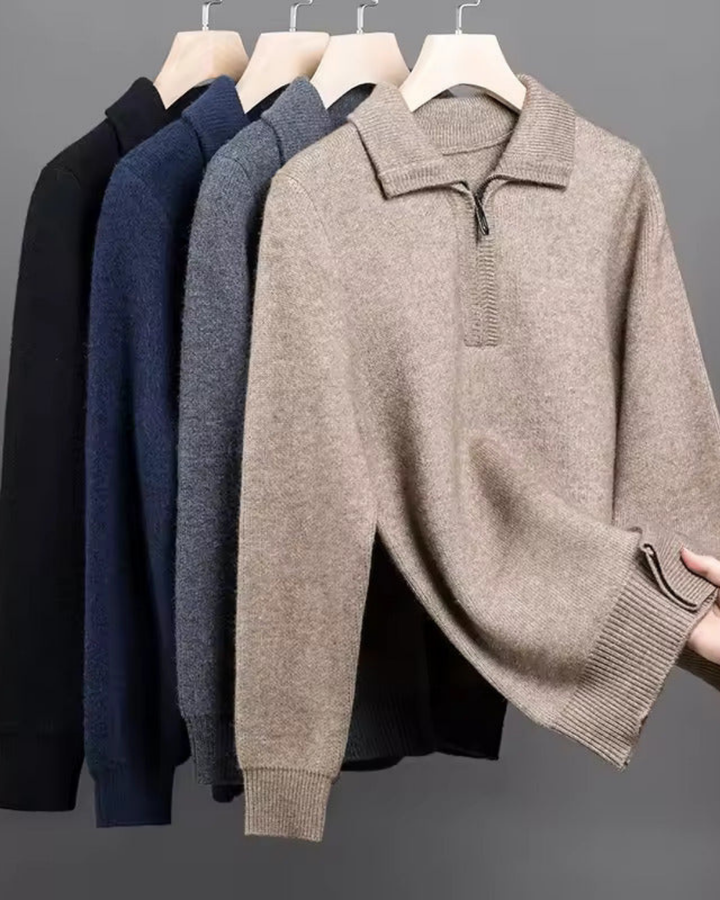 SOFT ZIP COLLAR KNIT PULLOVER