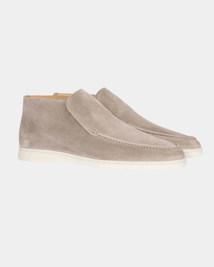LIGHT STONE SUEDE LOAFER BOOTS