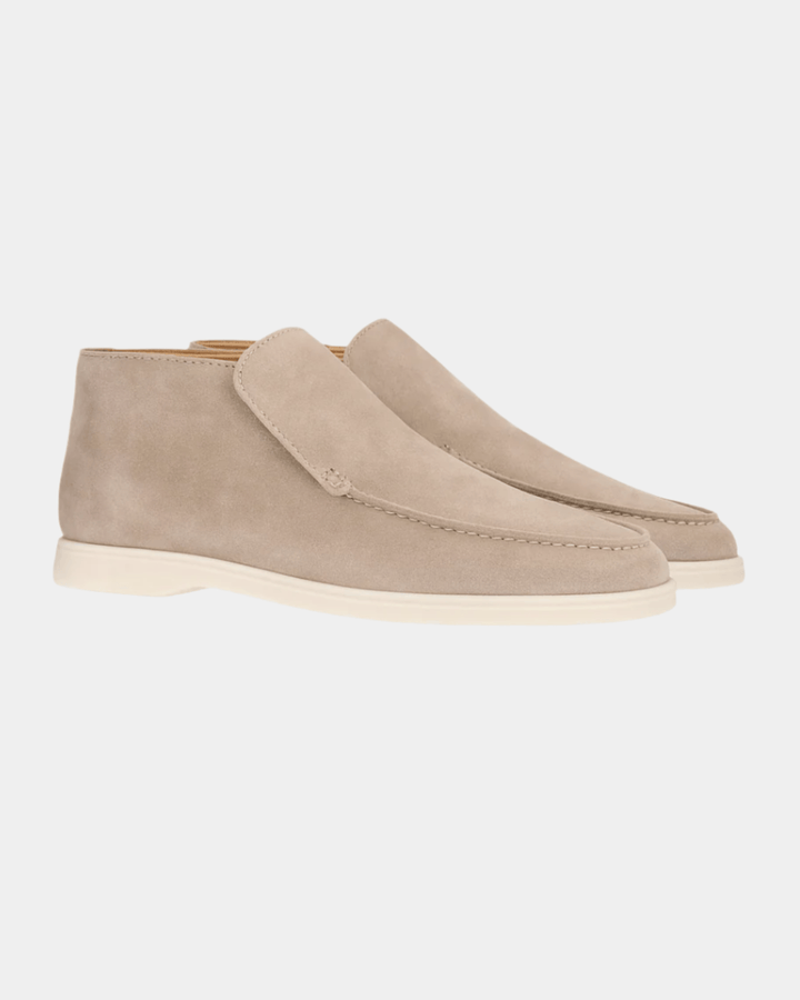 LIGHT STONE SUEDE LOAFER BOOTS