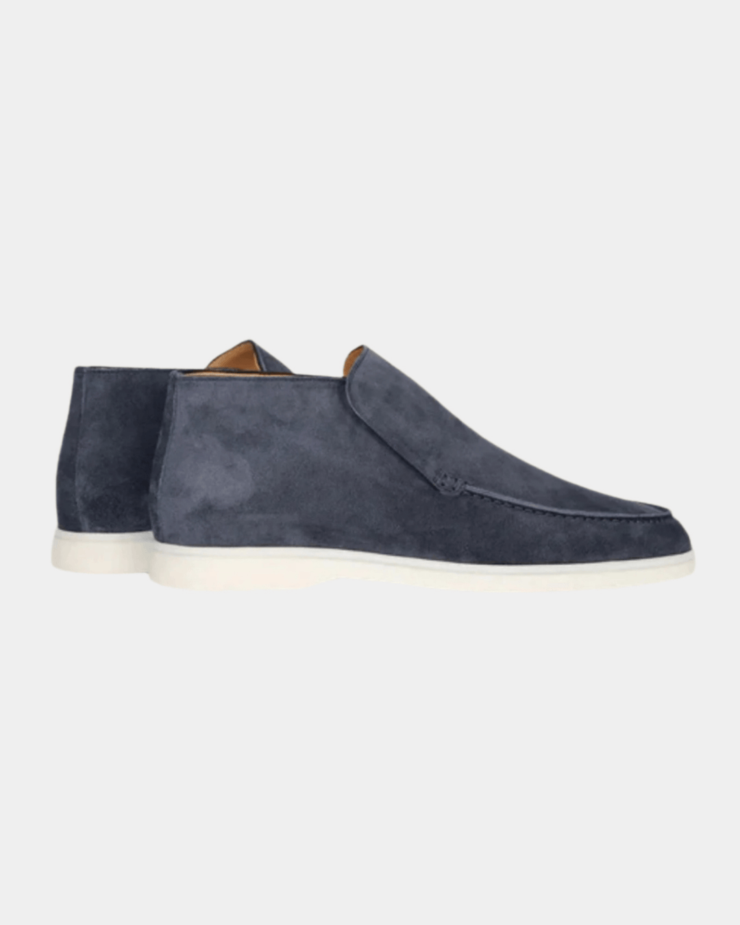 HALBHOHE WILDLEDER-SLIPPER IN MARINEBLAU