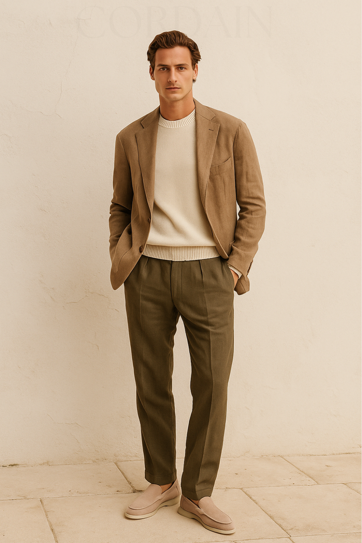 Beige Suede Loafers