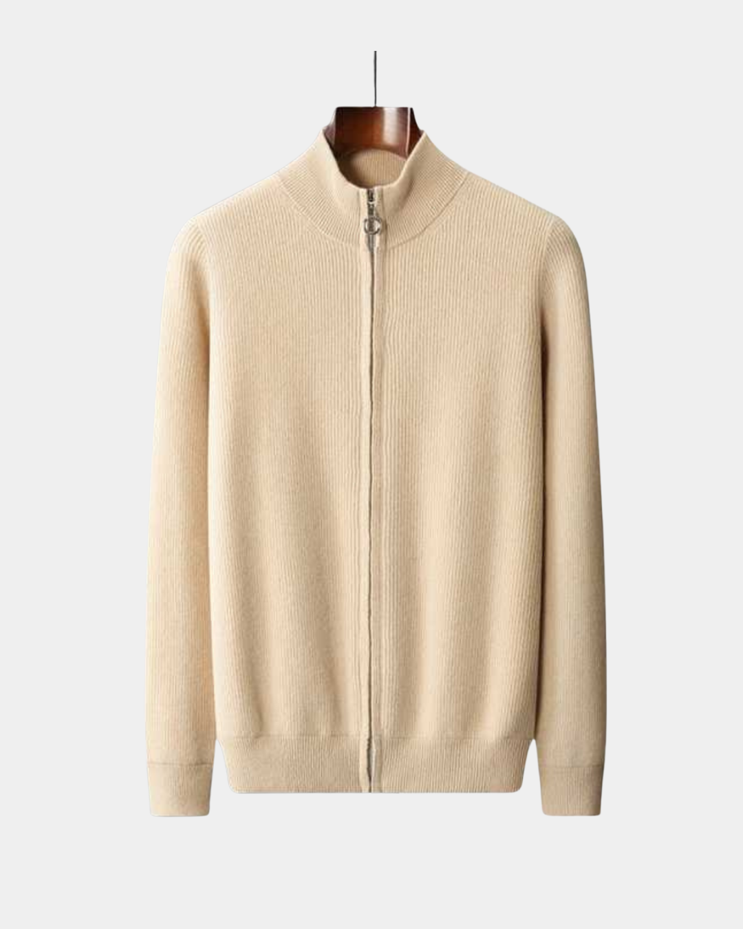 KLASSISCHER WOLLPULLOVER MIT DURCHGEHENDEM REISSVERSCHLUSS
