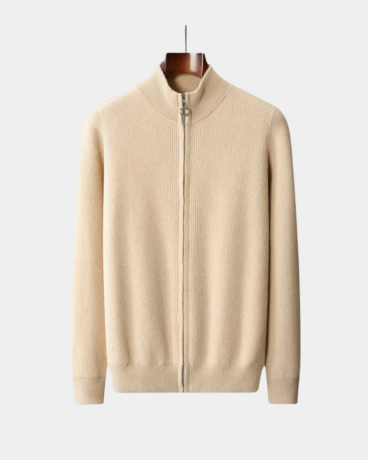 KLASSISCHER WOLLPULLOVER MIT DURCHGEHENDEM REISSVERSCHLUSS