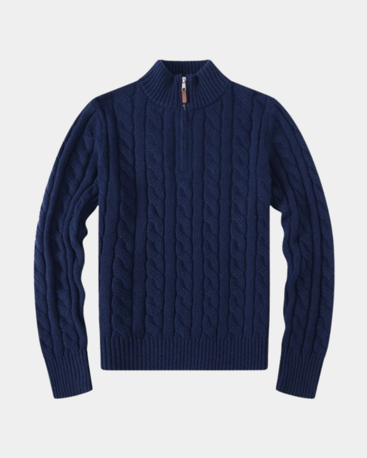 CLASSIC CABLE KNIT ZIP SWEATER