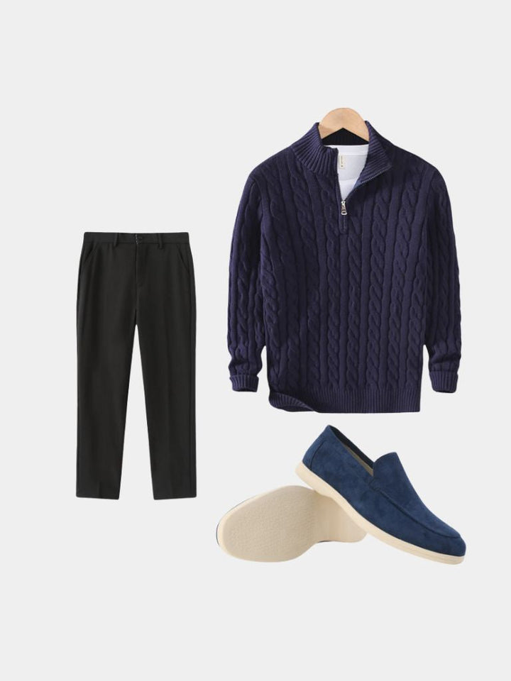 MARINEBLAU GESTREIFTES STRICKSET