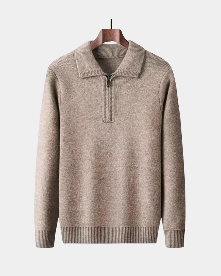 SOFT ZIP COLLAR KNIT PULLOVER