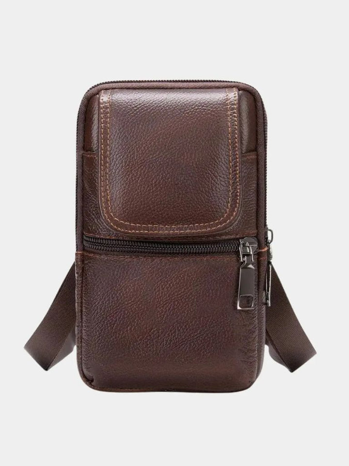 LEDER-GÜRTELTASCHE MIT MEHREREN REISSVERSCHLÜSSEN