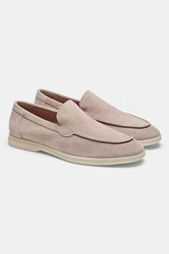 Beige Suede Loafers