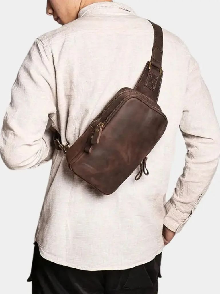 CLASSIC BROWN SLING CROSSBODY BAG
