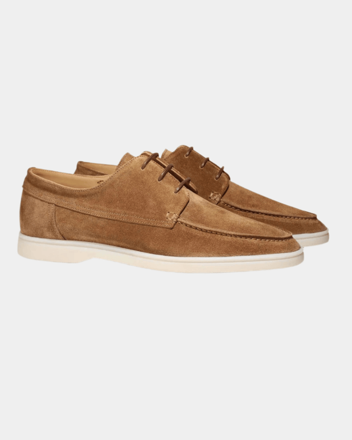 WILDLEDER-LOAFER MIT TOFFEE-SPITZE