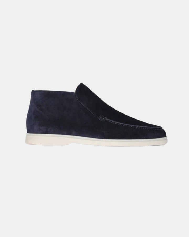 OL MONEY WILDLEDER NAVY MID-CUT LOAFERS