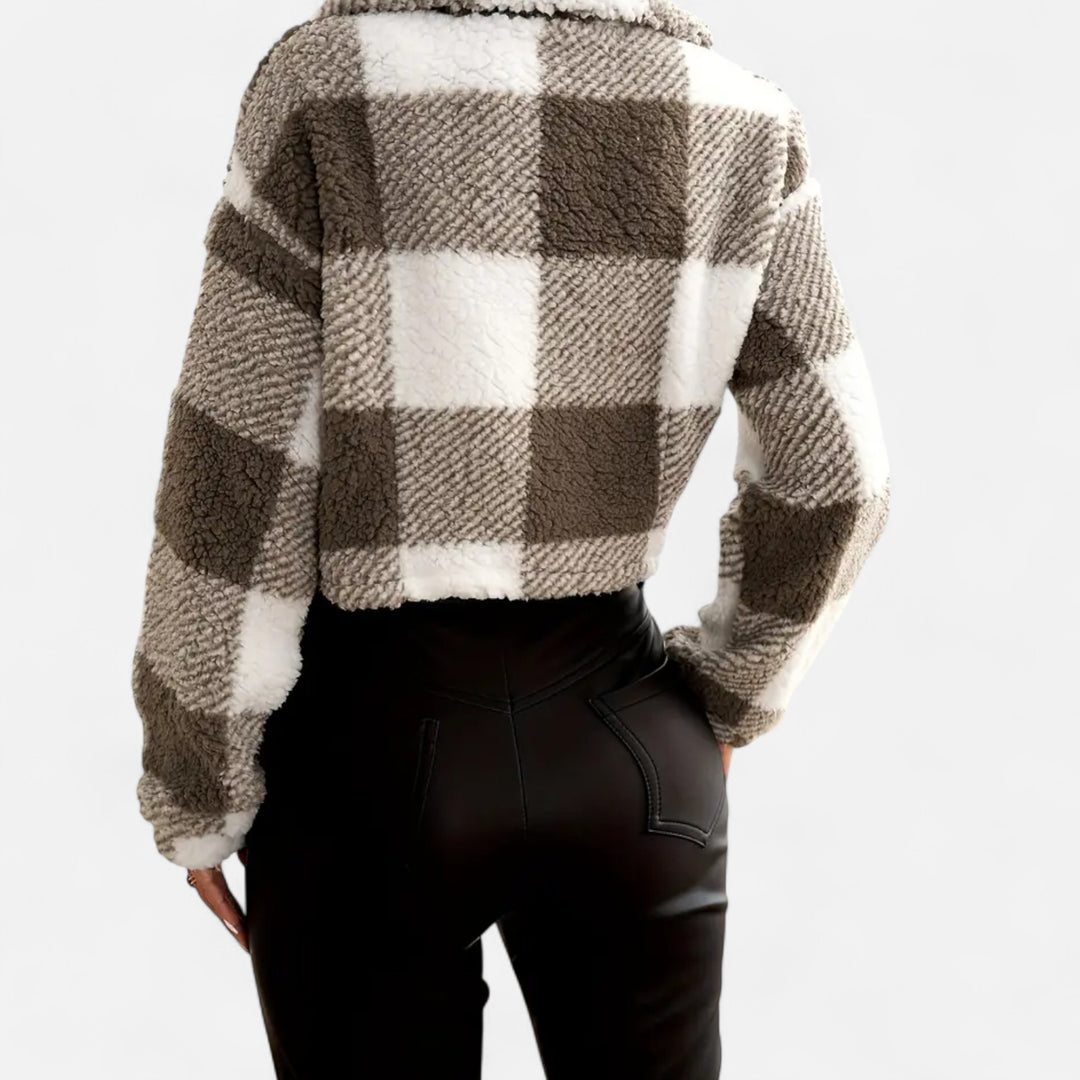 NOMU Lifestyle | Women’s Plaid Teddy Jacket – Heritage Comfort