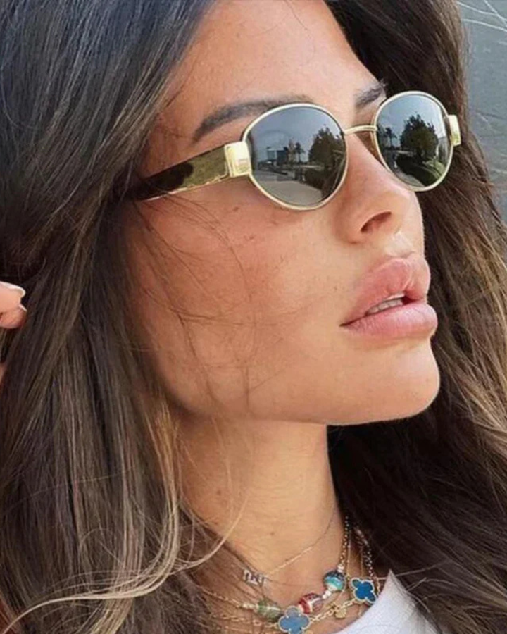 RETRO LINEN OVAL SUNGLASSES