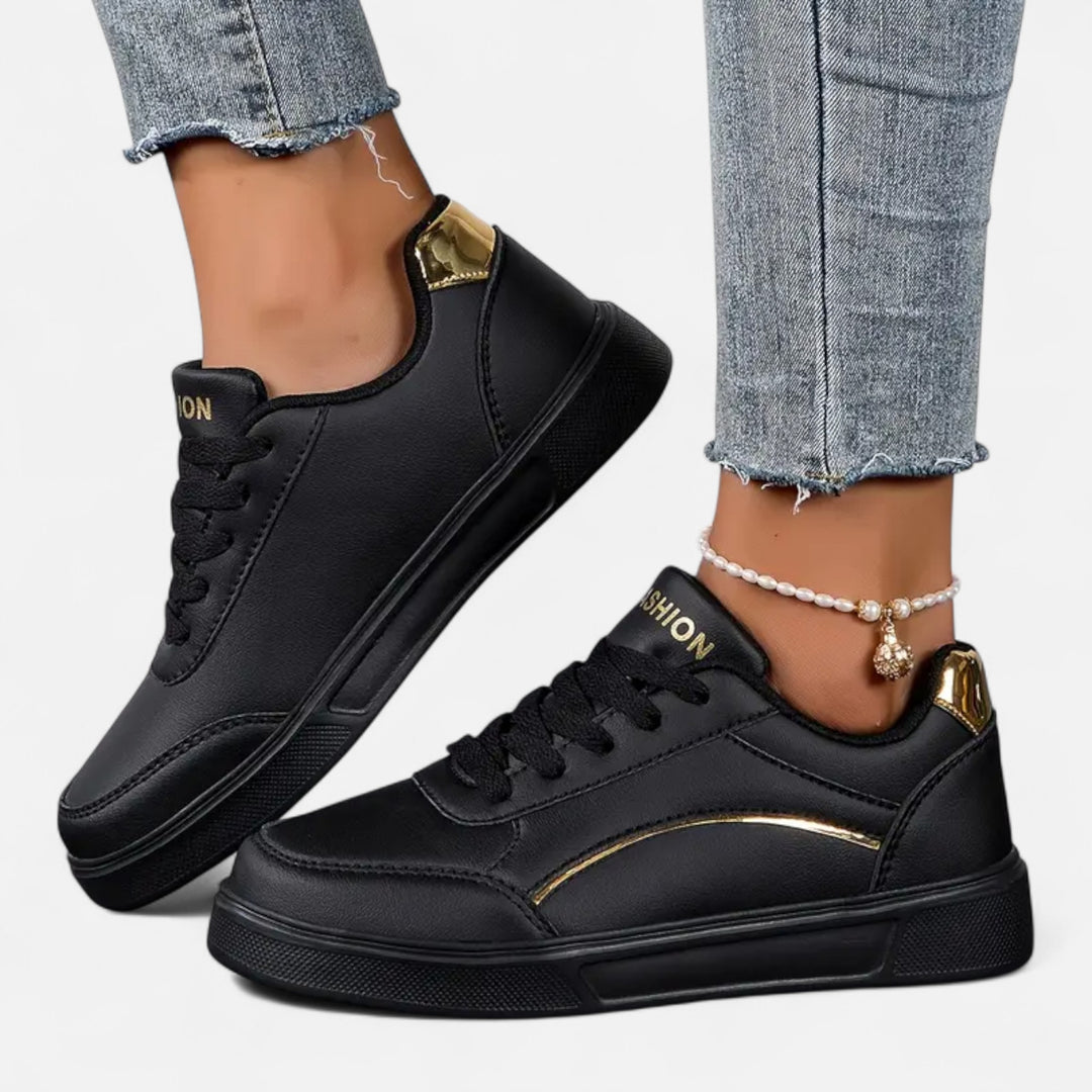 NOMU Lifestyle | Women’s Lace-Up Sneakers – Golden Elegance