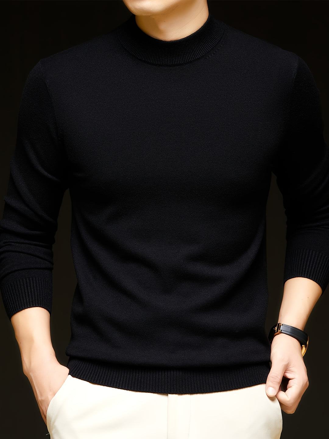 Men’s Pullover Sweater – Soft High-Neck Casual Warmth