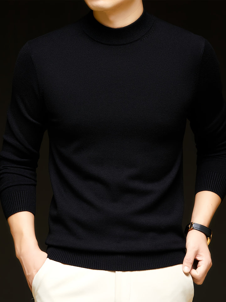 Men’s Pullover Sweater – Soft High-Neck Casual Warmth