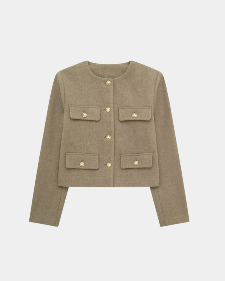 STRUCTURED GOLD-BUTTON CARDIGAN