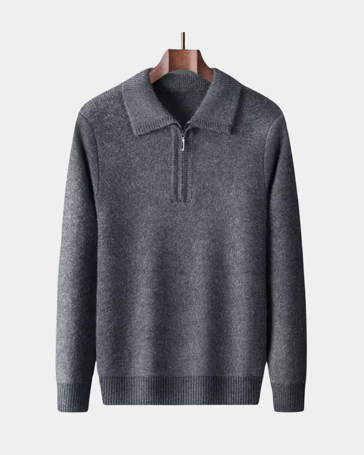 SOFT ZIP COLLAR KNIT PULLOVER