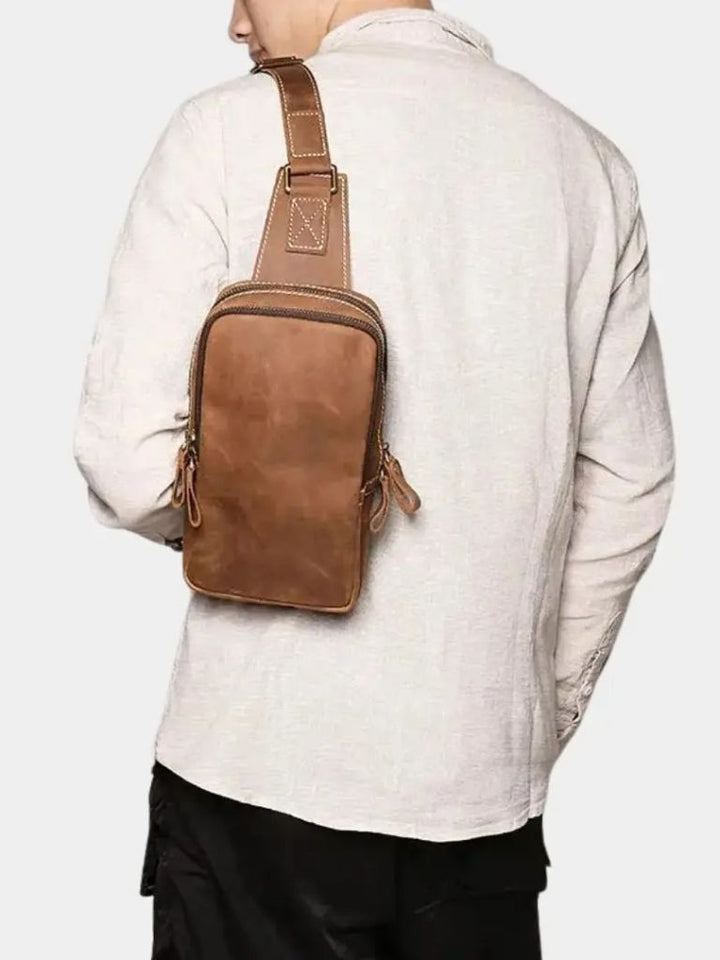 CLASSIC BROWN SLING CROSSBODY BAG
