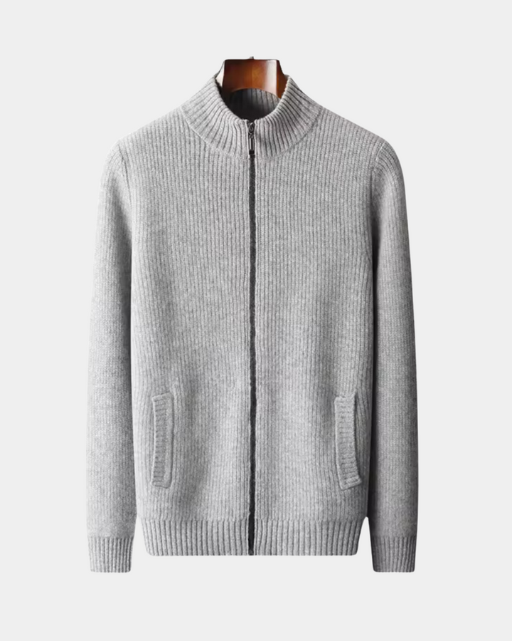 MODERNER GERIPPTER PULLOVER MIT DURCHGEHENDEM REISSVERSCHLUSS