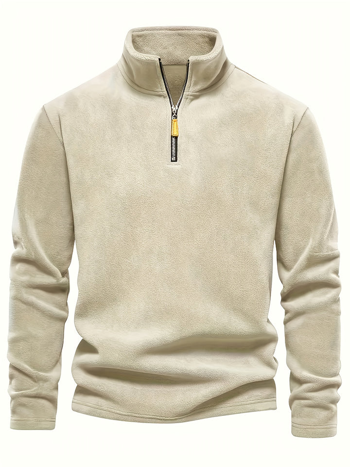 Men’s Half-Zip Stand Collar Sweatshirt – Plush Lined Comfort
